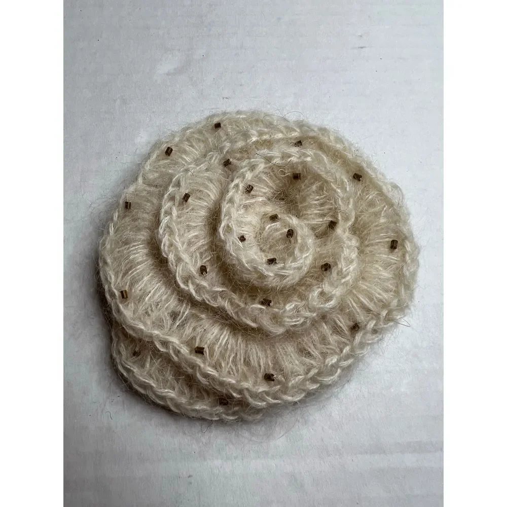 3/$15 or 5/$20 Cream and black knit flower appliqués